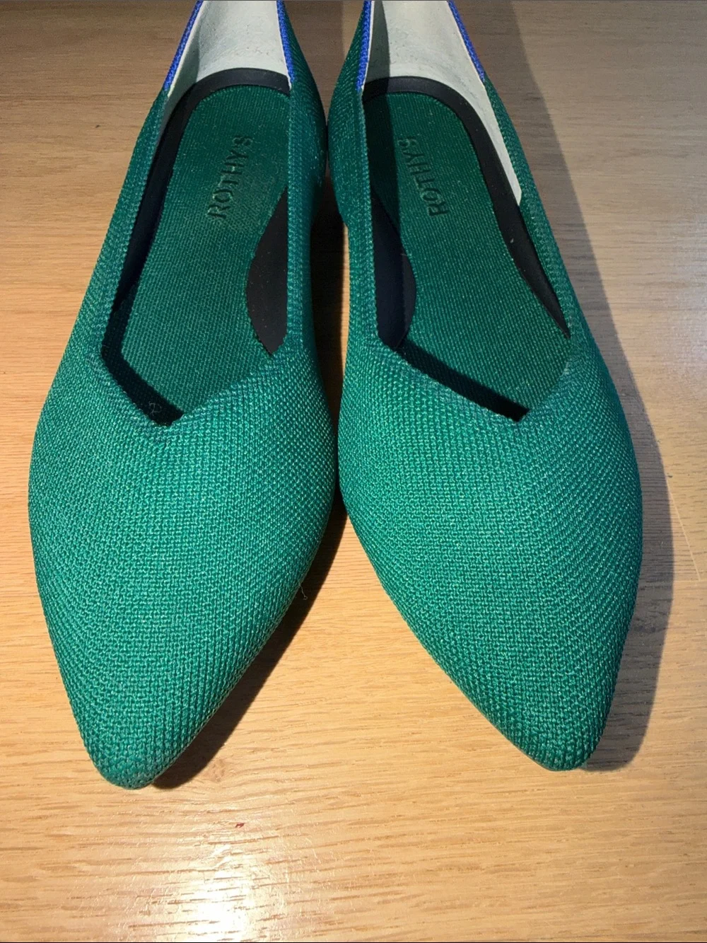 Rothy's Emerald Green Pointed Knit Flats - Picture 3 of 7